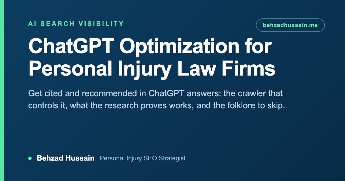 ChatGPT Optimization for Personal Injury Law Firms, a guide by Behzad Hussain, Personal Injury SEO Strategist