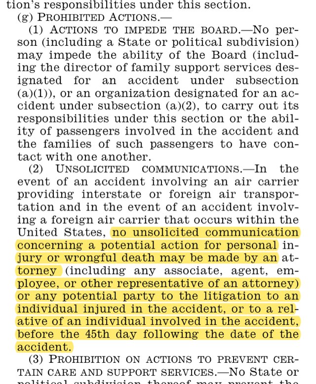 Official United States Code text of 49 U.S.C. 1136(g)(2) with the 45 day unsolicited-communication ban highlighted
